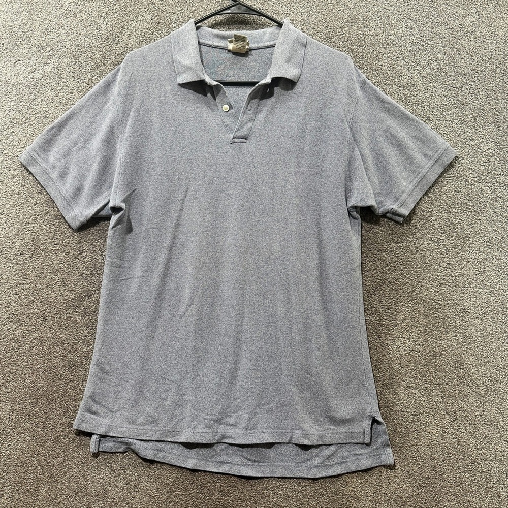 LL‎ Bean Polo Shirt Men Medium Gray Cotton Short Sleeve Casual Classic